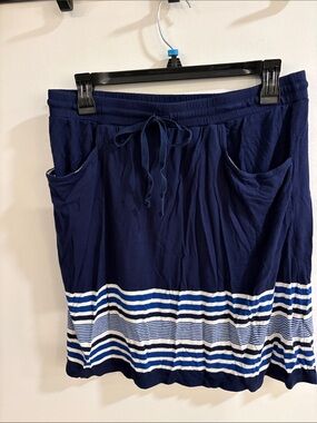 Max Studio Navy Elastic Waist Skirt